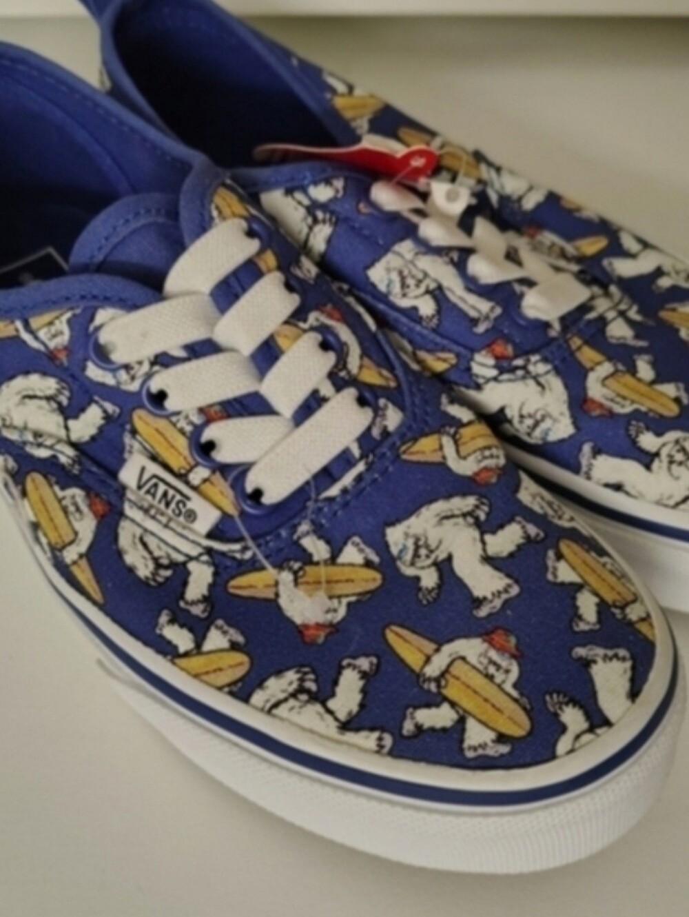 NWT Vans Yeti Authentic Kids Blue Surfing Bear Sneakers